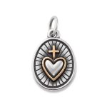 Radiant Sacred Heart Charm in Sterling Silver and Bronze