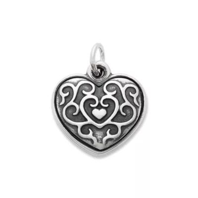 Ornate Heart Swivel Locket Charm in Sterling Silver - Image 2