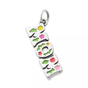 Enamel Beautiful "Mom" Charm in Sterling Silver