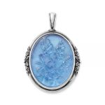 Sculpted Bluebonnet Layered Gemstone Pendant in Sterling Silver