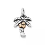 Tropical Palm Tree Charm in Sterling Silver and Bronze