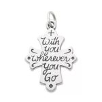 With You Wherever You Go Cross Charm in Sterling Silver or 14K Yellow Gold