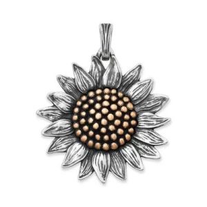 Wild Sunflower Pendant in Sterling Silver and Bronze