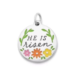 Enamel "He is Risen" Charm in Sterling Silver