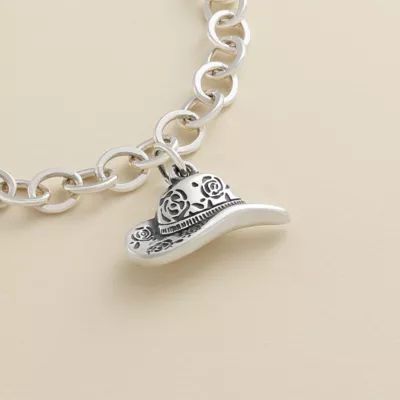Floral Cowgirl Hat Charm in Sterling Silver - Image 2