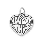 "You Got This" Heart Charm in Sterling Silver