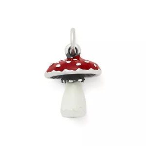 Enamel Mushroom Charm in Sterling Silver