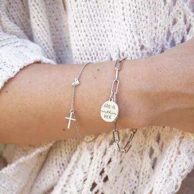 "God Is Within Her" Charm in Sterling Silver or 14K Yellow Gold - Image 5