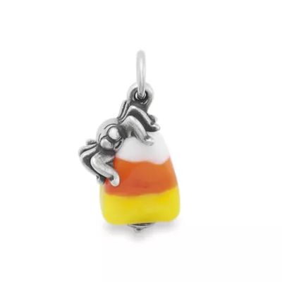 Sweet and Spooky Halloween Art Glass Charm in Sterling Silver