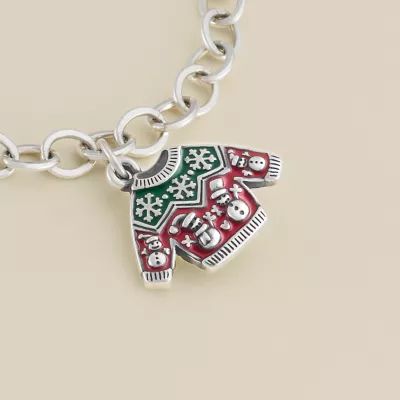 Enamel Christmas Sweater Charm in Sterling Silver - Image 2