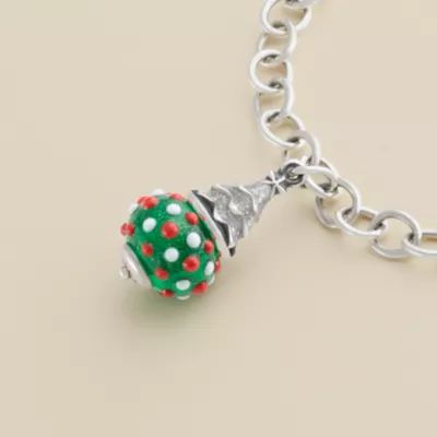 Enamel Glitter Christmas Tree Art Glass Charm in Sterling Silver - Image 2