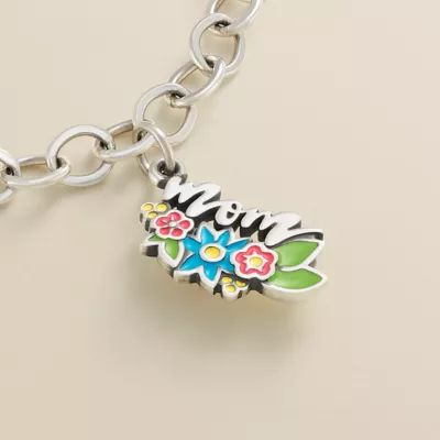 Floral Enamel Mom Charm in Sterling Silver - Image 2