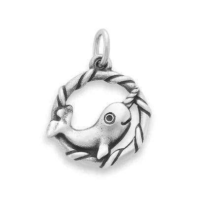 Happy Narwhal Charm in Sterling Silver