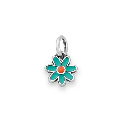 Enamel Mini Flower Charm in Sterling Silver