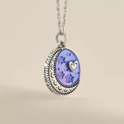 To the Moon and Back Sculpted Layered Gemstone Pendant in Sterling Silver - Image 4