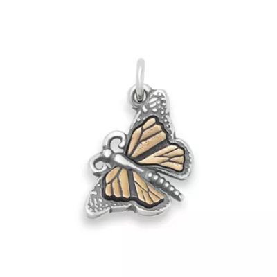 Monarch Butterfly Charm in Sterling Silver and Bronze