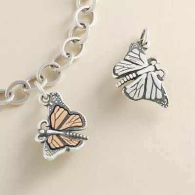 Monarch Butterfly Charm in Sterling Silver and Bronze - Image 3