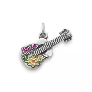 Enamel Festive Guitar Charm in Sterling Silver
