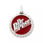 Enamel Dr Pepper Bottle Cap Charm in Sterling Silver