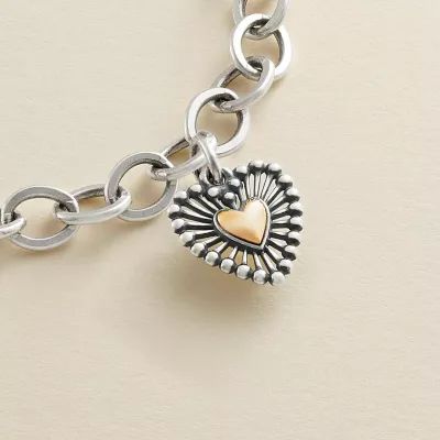 Shining Heart Charm in Sterling Silver and 14K Yellow Gold - Image 2