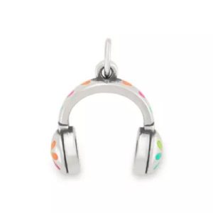 Enamel Love My Headphones Charm in Sterling Silver