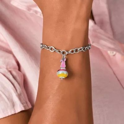 Enamel Sweet Bunny Art Glass Charm in Sterling Silver - Image 4