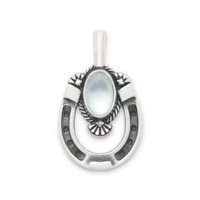 Western Horseshoe Gemstone Pendant in Sterling Silver