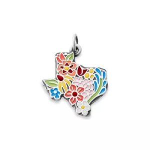 Enamel Texas Wildflower Charm in Sterling Silver