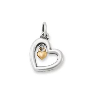 Petite Heart of Gold Charm in Sterling Silver and 14K Yellow Gold