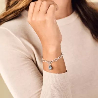 Floral Gemstone Charm in Sterling Silver - Image 4