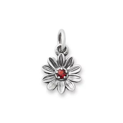 Floral Gemstone Charm in Sterling Silver