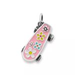 Enamel Floral Skateboard in Sterling Silver