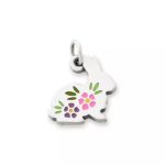Enamel Floral Bunny Charm in Sterling Silver