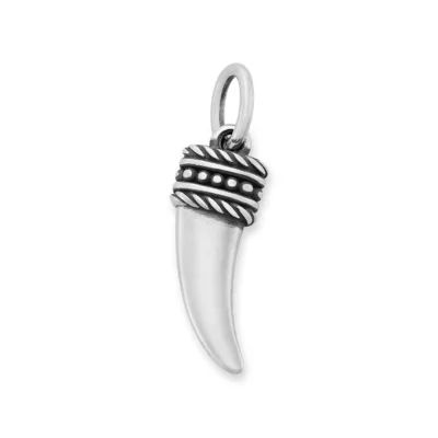 Beaded Horn Pendant in Sterling Silver