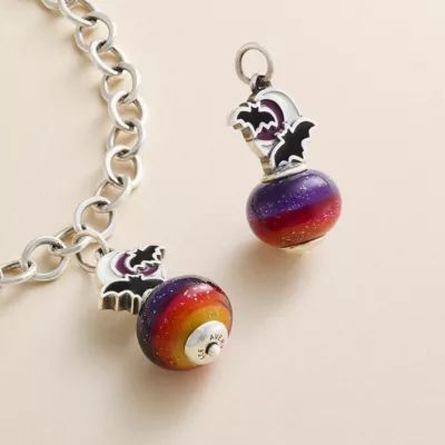 Enamel Halloween Night Art Glass Charm in Sterling Silver - Image 3