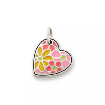 Enamel Groovy Heart Charm in Sterling Silver