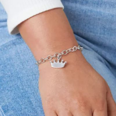 Engravable Crown Charm in Sterling Silver - Image 4