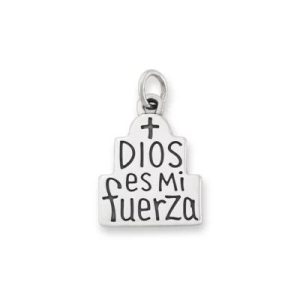 Dios es Mi Fuerza Charm in Sterling Silver