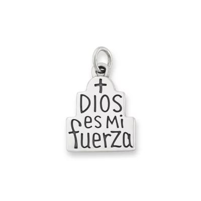 Dios es Mi Fuerza Charm in Sterling Silver