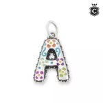 Enamel Consuela Floral Initial Charm in Sterling Silver