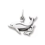 Mother and Baby Dolphin Charm in Sterling Silver