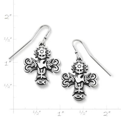La Primavera Cross Dangle Earrings in Sterling Silver - Image 2