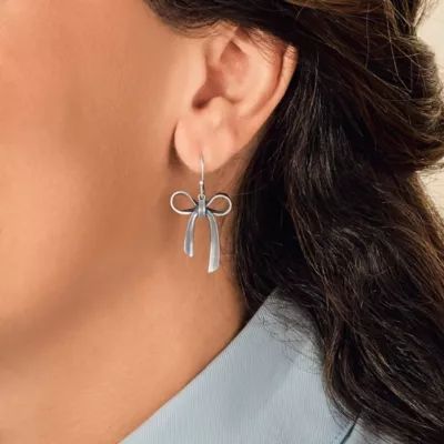 Bow Dangle Earrings in Sterling Silver - Image 2