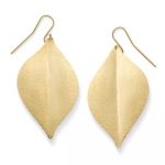 Repousse Leaf Dangle Earrings in 10K Yellow Gold