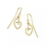 Delicate Mother's Love Dangle Earrings in 14K Yellow Gold