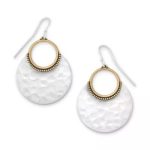 Hammered Eclipse Dangle Earrings in Sterling Silver and Bronze