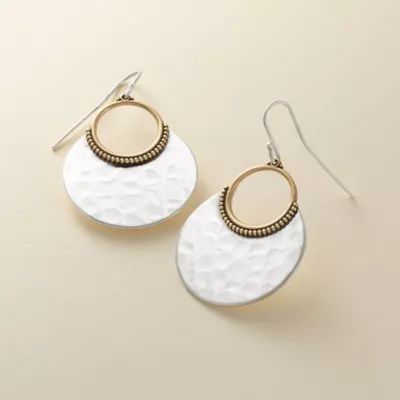 Hammered Eclipse Dangle Earrings in Sterling Silver and Bronze - Image 2