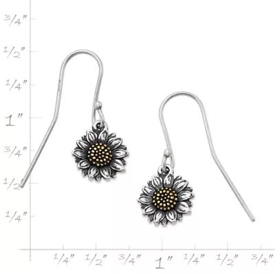 Wild Sunflower Dangle Earrings in Sterling Silver and Bronze - Image 5