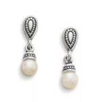 Vintage Cultured Pearl Drop Earrings in Sterling Silver
