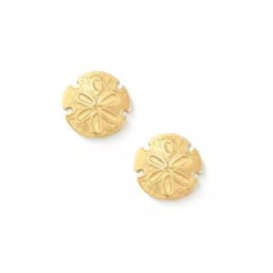 Sand Dollar Stud Earrings in 14K Yellow Gold